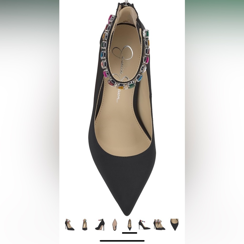 Jessica Simpson Black Heels with Vibrant Gem Strap - Picture 7 of 7